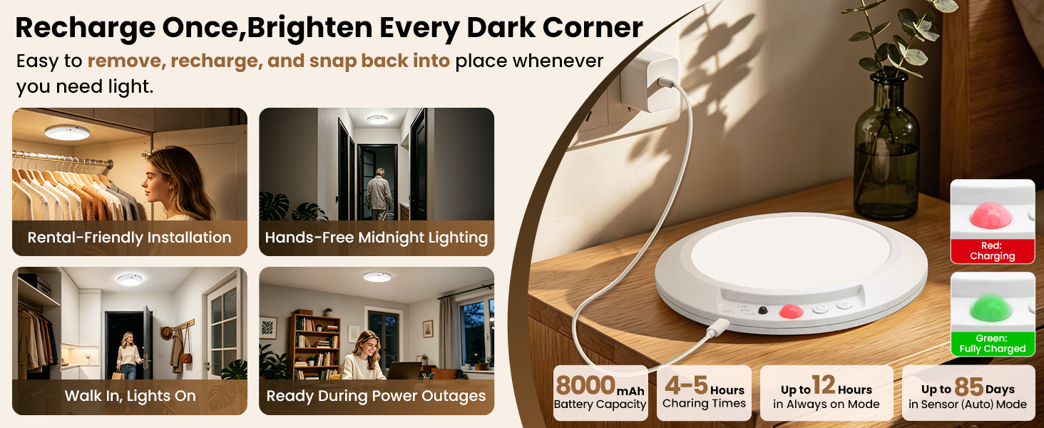 rechargeable battery operated ceiling light