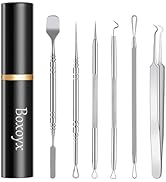 Pimple Popper Tool Kit - Boxoyx 6 Pcs Pore Prep Blackhead Remover Comedone Extractor Kit with Box...