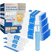 HOUSE DAY 22 Pack Vacuum Storage Bags with Pump,Space Saving Vacuum Seal Bags For Clothing Travel...