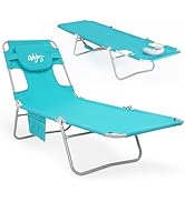 #WEJOY Folding Tanning Chair with Face Hole, 5 Positions Face Down Beach Lounge Chairs with Pillo...