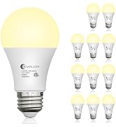evelor 12-Packs A19 Dimmable LED Light Bulbs, 60 Watt Equivalent, Soft White 2700K with E26 Base,...