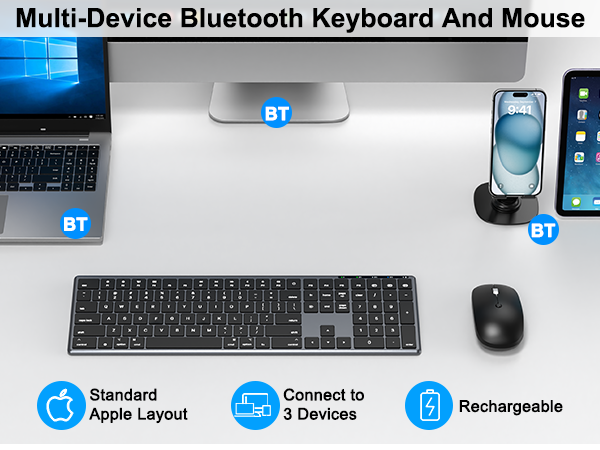 Multi-Device Bluetooth Keyboard And Mouse