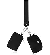 Dual Pouch Wristlet Wallet, Portable Keychain Wallet for Women and Men, Mini Zip Around Coin Purs...