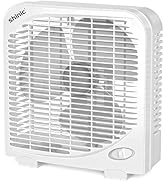 shinic 10" Tabletop Box Fan for Bedroom, 2 Speeds, Quiet Table Fan with Strong Airflow, Energy Ef...