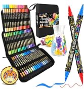 Betem Paint Markers Acrylic Paint Pens, Dual Tip 72 Colors Acrylic Markers with Brush Tip and Fin...