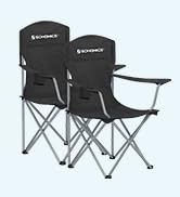 SONGMICS Folding Camping Chairs, 2 Pack, 330 lb Capacity | Folding lawn chairs with cup holder an...