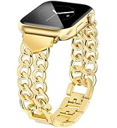 JR.DM Gold Watch Bands for Women Compatible with Apple Watch 41mm 38mm 42mm(S10/11) Stylish Weste...