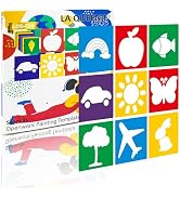 24 Pieces Stencils for Kids,Large Drawing Stencils Chalk Stencils,8 Inches Washable Shape Templat...
