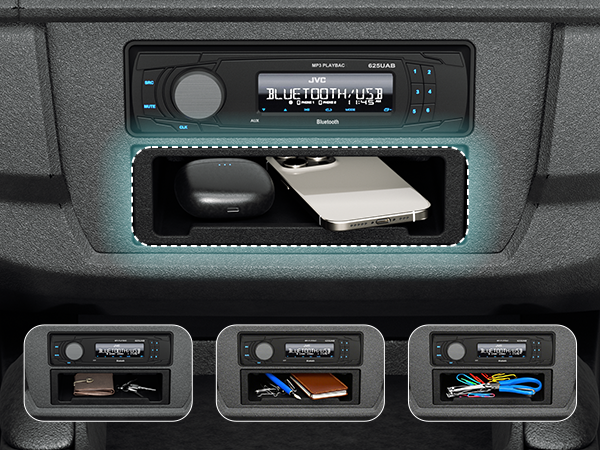 Used to store frequently used items such as mobile phones, sunglasses, wallets and flashlights