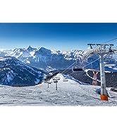 BELECO 7x5ft Fabric Ski Resort Backdrop Snowy Winter Alps Mountain Background for Photography Ski...