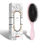 Boar Bristle Hair Brush for Women Men Kid with Cushion, Anti Static Paddle Hairbrush Adds Shine a...