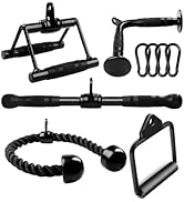 Yes4All Cable Machine Attachment, Tricep Straight Bar, V Bar, LAT Pulldown Attachments/Accessorie...