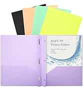 NAFY Project Folders with 2 Pockets,Plastic File Folders 5 Packs 5 Colors with 3 Fasteners A4 Let...