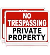 2 Pack Large No Trespassing Signs Private Property – 14x10 Inch 40 Mil Heavy Duty Aluminum, Refle...