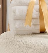 BEDELITE Faux Fur Cream Throw Blanket for Couch - Super Soft & Cozy Plush Striped Blanket for Sof...