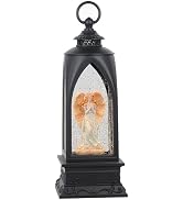 Eldnacele 12” Christmas Snow Globe Lantern Angel with Music & Timer, USB Lined/Battery Operated L...