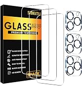 SIBEITU 3 Pack Screen Protector for iPhone 15 Pro Max with 3 Pack Camera Lens Tempered Glass Prot...