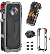 Camera Cage Metal Frame for Insta360 X5, Aluminum Alloy Body with Cold Shoe Mount & 1/4