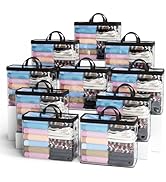 10PACK Clear Zippered Storage Bag for Clothes, 22L Clear Storage Bags, and Blanket Storage Bags f...