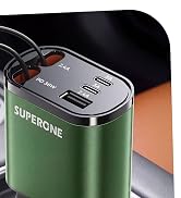 SUPERONE 5 in 1 Retractable Car Charger with Dual Type C Cables, 90W Fast Charging USB C Car Acce...
