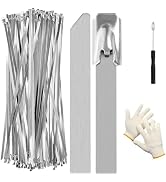 OneLeaf Metal Zip Ties Heavy Duty Outdoor, 85pcs 11.8" 304 Stainless Steel Zip Ties with Gloves a...