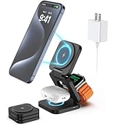 KU XIU Foldable 3 in 1 Charging Station for Apple, Fast Magnetic Wireless Charger Compatible with...