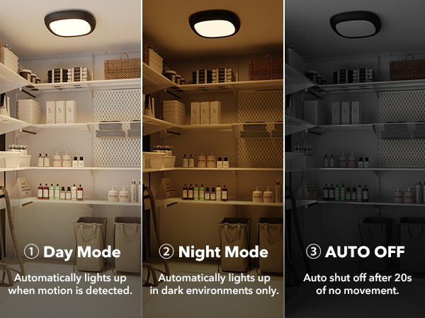 Motion Sensor Rechargeable Ceiling Light with Remote, Waterproof Wireless Shower Light Closet Light