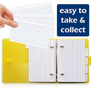 3x5 Lined Index Cards with Ring Binder Holder and Dividers 100 Ruled Note Cards Kit Set for Studying