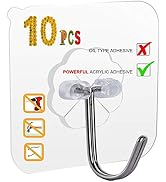33lbs Adhesive Sticky Hooks for Hanging on Wall or Ceiling, Heavy Duty, Traceless, No Damage(10pcs)