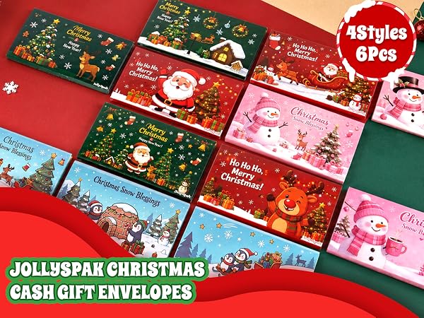 New 6Pcs Christmas Money Holders for Cash & Gift Card Holders