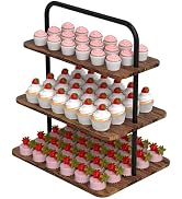 VyGrow Cupcake Stand, 3-Tier Dessert Stand for 71 Cupcakes, Wood & Metal Tower Display Premium Ho...
