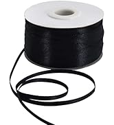 TONIFUL 1/8 Inch x 200 Yards Black Thin Solid Satin Ribbon Giant Spool Double Face Ribbons for Cr...