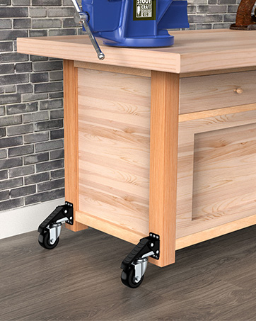 Workbench Casters Wheels 880Lbs Retractable Casters Set of 4 Heavy Duty Side Mount Caster Rollers
