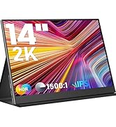 Portable Monitor 14inch 2K Laptop Monitor USB C HDMI Gaming Ultra-Slim IPS Display Smart Cover & ...