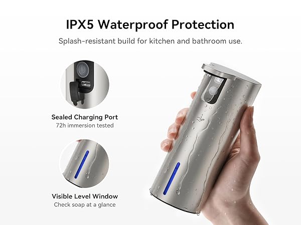 IPX5 Waterproof Protection Splash-resistant build for kitchen and bathroom use.
