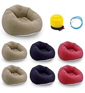 Peakora Inflatable Bean Bag Chairs 6 Pcs with Foot Pump, 330lbs Capacity, Portable Blow Up Couch ...