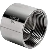 Quickun 304 Stainless Steel Pipe Coupling Fitting, 1.5" x 1.5" Female Pipe Coupler Connector Adap...
