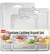 3-Piece Titanium Cutting Board for Kitchen, Double-Sided Scratch-Resistant Chopping Boards with J...