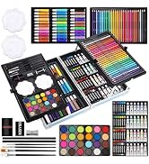Halobios Art Supplies, 144-Piece Deluxe Art Set Professional Art Kit with Portable Aluminum Case,...
