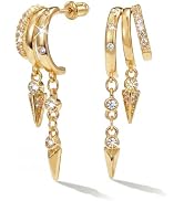 MUMREUES Gold Earrings for Women Trendy 14K Gold Plated Dangle Earrings Small Hoop Huggie Drop St...