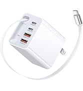 OKRAY 40W USB C Charger with Retractable USB C Cable, 4-Port Fast Charging Block Foldable Wall Pl...