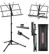 5 Core Sheet Music Stand 2 in 1 Dual Use Professional Portable Adjustable 25-52 Inch Folding Musi...