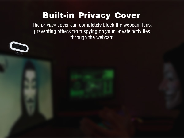 Svcouok W4 Webcam's built-in cover blocks lens, ensures privacy