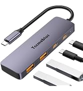 Tccmebius USB C Hub 10Gbps, Aluminum USB-3.2 Gen2 Splitter with 2 Type-C 2 Type-A Data Ports, Por...