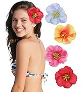 4 PCS Hawaiian Flower Hair Clips for Women Plumeria Hibiscus Hair Clips Artificial Flower Hair Ba...