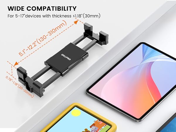 Text reads 'WIDE COMPATIBILITY'. Technical diagram showing mobile device connectivity and compatibility features with gradient background designs.