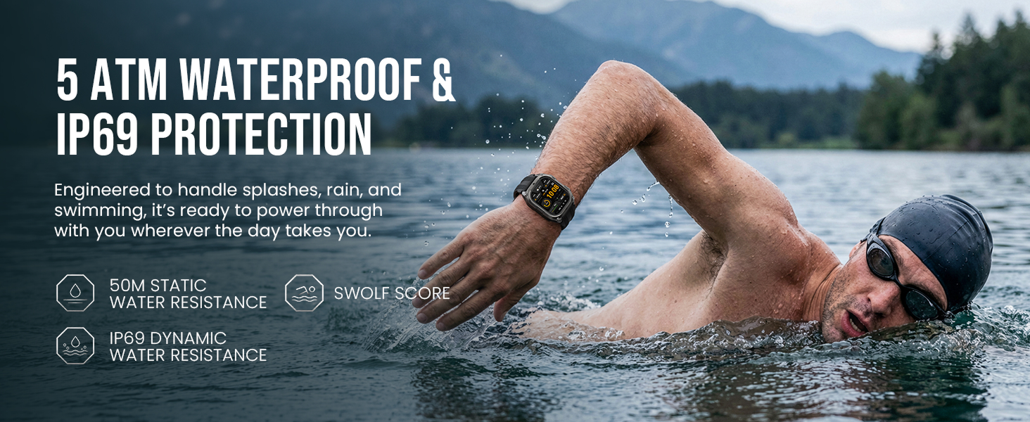 5atm waterproof and ip69 protection smart watch