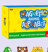Large Size Magnetic Letters, Cute Animal Alphabet ABC Magnets for Fridge Colorful Uppercase Anima...
