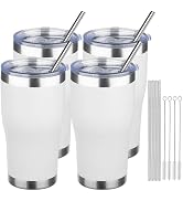 MEZMUT 20oz Coffee Tumbler with Lid and Straw Double Wall Vacuum Insulated Cup Stainless Steel Tr...