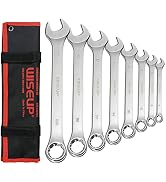 WISEUP Metric Combination Wrench Sets Industrial Cr-V Forged and Polished 12-Point with Roll Pouc...